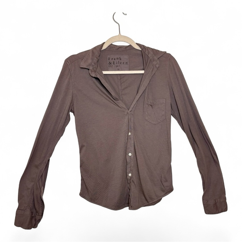 Frank & Eileen Gray Button Up Shirt Elevated Basics Casual Chic XS
